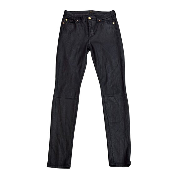 7 For All Mankind Coated Black Skinny Jeans Size 25 - Picture 1 of 11